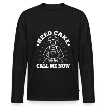Need Cake Call Me Now - Männer Premium Bio Langarmshirt - Schwarz - Vorne - Nico (187cm)