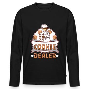 Cookie dealer - Men's Premium Organic Long Sleeve Shirt - black - Front - Nico (187cm)