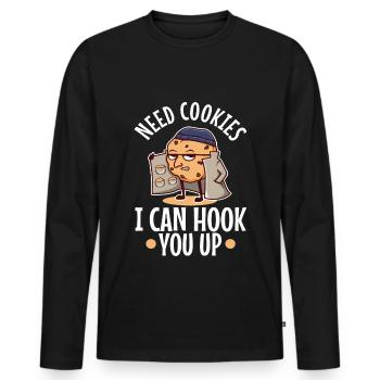 Need cookies i can hook you up - Men's Premium Organic Long Sleeve Shirt - black - Front - Nico (187cm)
