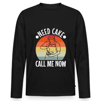 Need Cake Call Me Now - Männer Premium Bio Langarmshirt - Schwarz - Vorne - Nico (187cm)