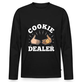 Cookie dealer - Men's Premium Organic Long Sleeve Shirt - black - Front - Nico (187cm)