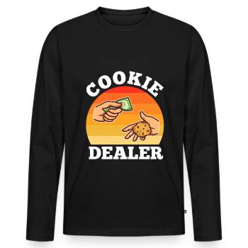 Cookie dealer - Men's Premium Organic Long Sleeve Shirt - black - Front - Nico (187cm)