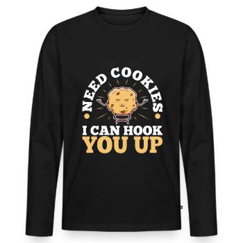 Need cookies i can hook you up - Men's Premium Organic Long Sleeve Shirt - black - Front - Nico (187cm)
