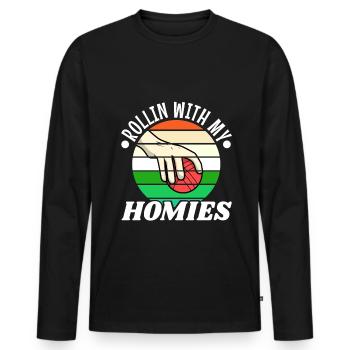 Rollin with my homies Bocce Ball - Men's Premium Organic Long Sleeve Shirt - black - Front - Nico (187cm)