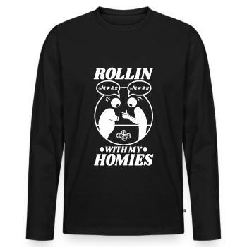 Rollin avec mes copains Bocce Ball - T-shirt manches longues Premium bio Homme - noir - Devant - Nico (187cm)