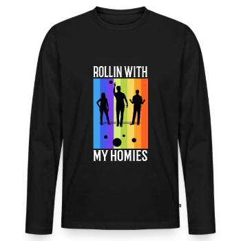 Rollin avec mes copains Bocce Ball - T-shirt manches longues Premium bio Homme - noir - Devant - Nico (187cm)