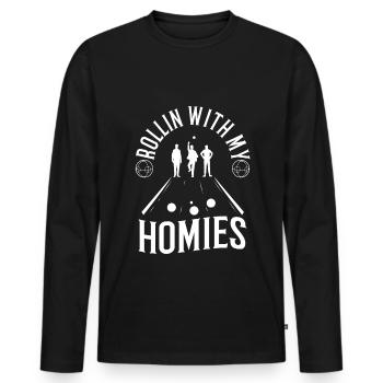 Rollin avec mes copains Bocce Ball - T-shirt manches longues Premium bio Homme - noir - Devant - Nico (187cm)