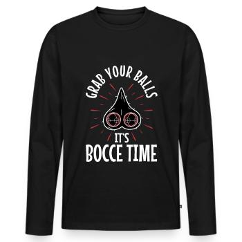 Grab your balls its bocce time - Men's Premium Organic Long Sleeve Shirt - black - Front - Nico (187cm)
