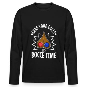 Grab your balls its bocce time - Men's Premium Organic Long Sleeve Shirt - black - Front - Nico (187cm)