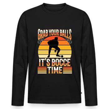 Grab your balls its bocce time - Men's Premium Organic Long Sleeve Shirt - black - Front - Nico (187cm)