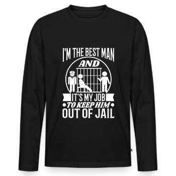 Im the best man - Men's Premium Organic Long Sleeve Shirt - black - Front - Nico (187cm)