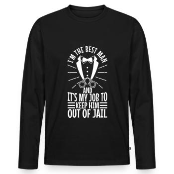 Im the best man - Men's Premium Organic Long Sleeve Shirt - black - Front - Nico (187cm)