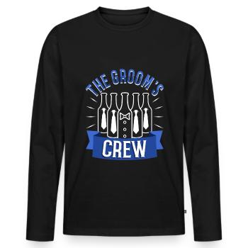 Groom Crew - Men's Premium Organic Long Sleeve Shirt - black - Front - Nico (187cm)