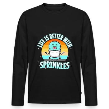 Life Is Better With Sprinkles - Men's Premium Organic Long Sleeve Shirt - black - Front - Nico (187cm)