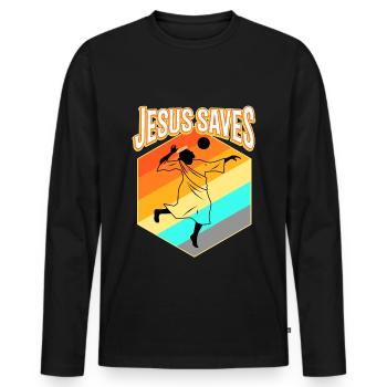 Jesus and Volleyball - Men's Premium Organic Long Sleeve Shirt - black - Front - Nico (187cm)