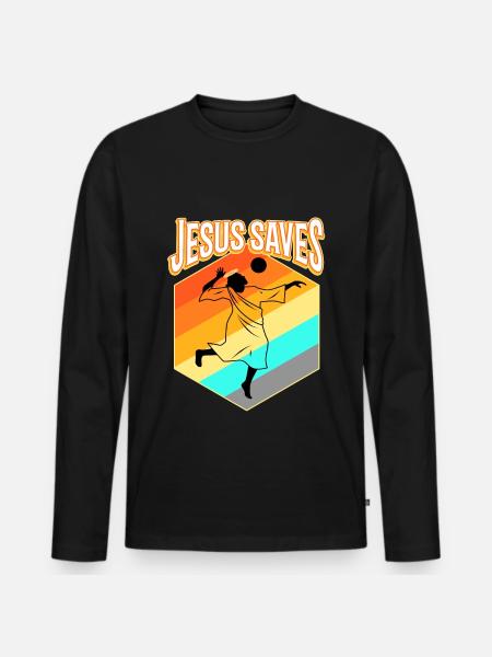 Jesus and Volleyball - Men's Premium Organic Long Sleeve Shirt - black