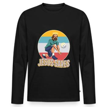 Jesus and Volleyball - Men's Premium Organic Long Sleeve Shirt - black - Front - Nico (187cm)