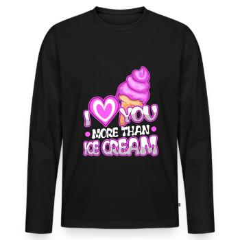 I love you more than ice cream - Men's Premium Organic Long Sleeve Shirt - black - Front - Nico (187cm)