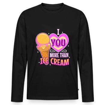 I love you more than ice cream - Men's Premium Organic Long Sleeve Shirt - black - Front - Nico (187cm)