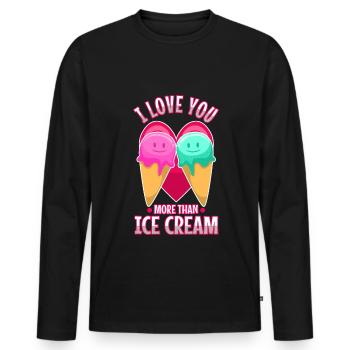 I love you more than ice cream - Men's Premium Organic Long Sleeve Shirt - black - Front - Nico (187cm)