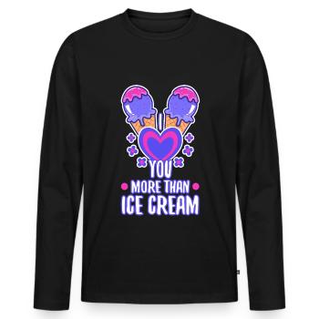 I love you more than ice cream - Men's Premium Organic Long Sleeve Shirt - black - Front - Nico (187cm)