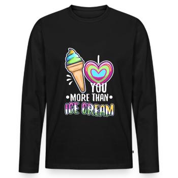 I love you more than ice cream - Men's Premium Organic Long Sleeve Shirt - black - Front - Nico (187cm)
