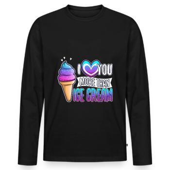 I love you more than ice cream - Men's Premium Organic Long Sleeve Shirt - black - Front - Nico (187cm)