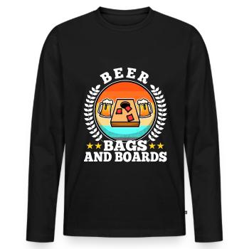 Cornhole - Beer Bags and Boards - Men's Premium Organic Long Sleeve Shirt - black - Front - Nico (187cm)