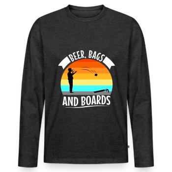 Cornhole - Beer Bags and Boards - Men's Premium Organic Long Sleeve Shirt - heather anthracite - Front - Nico (187cm)