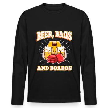 Cornhole - Beer Bags and Boards - Men's Premium Organic Long Sleeve Shirt - black - Front - Nico (187cm)