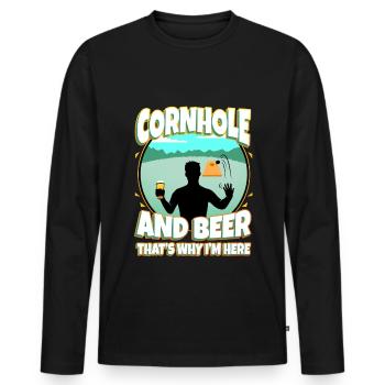 Cornhole and beer that's why im here - Men's Premium Organic Long Sleeve Shirt - black - Front - Nico (187cm)