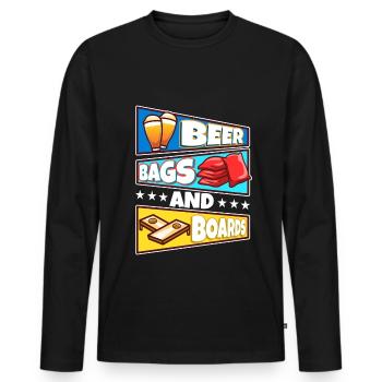 Cornhole - Beer Bags and Boards - Männer Premium Bio Langarmshirt - Schwarz - Vorne - Nico (187cm)