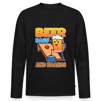 Cornhole - Beer Bags and Boards - Men's Premium Organic Long Sleeve Shirt - black - Front - Nico (187cm)
