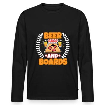Cornhole - Beer Bags and Boards - Männer Premium Bio Langarmshirt - Schwarz - Vorne - Nico (187cm)