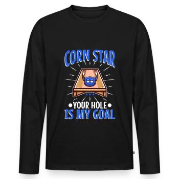 Corn star ton trou est mon objectif - T-shirt manches longues Premium bio Homme - noir - Devant - Nico (187cm)