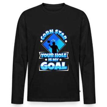 Corn star ton trou est mon objectif - T-shirt manches longues Premium bio Homme - noir - Devant - Nico (187cm)