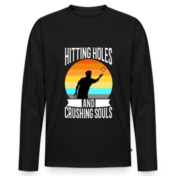 Hitting Holes and Crushing Souls - Männer Premium Bio Langarmshirt - Schwarz - Vorne - Nico (187cm)