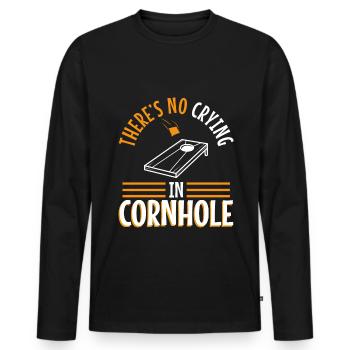 Theres no crying in cornhole - Men's Premium Organic Long Sleeve Shirt - black - Front - Nico (187cm)