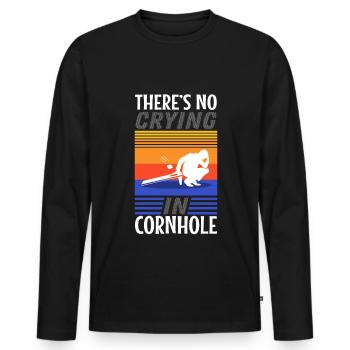 Theres no crying in cornhole - Men's Premium Organic Long Sleeve Shirt - black - Front - Nico (187cm)