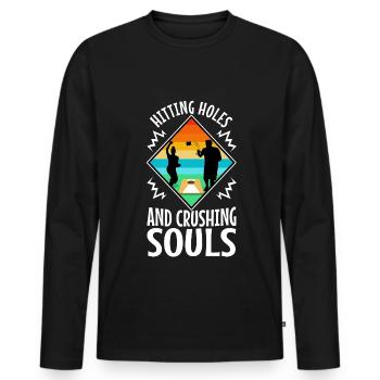 Frapper des trous et écraser des âmes - T-shirt manches longues Premium bio Homme - noir - Devant - Nico (187cm)