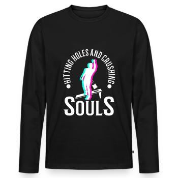Hitting Holes and Crushing Souls - Männer Premium Bio Langarmshirt - Schwarz - Vorne - Nico (187cm)
