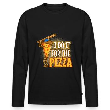 I do it for the Pizza - Men's Premium Organic Long Sleeve Shirt - black - Front - Nico (187cm)