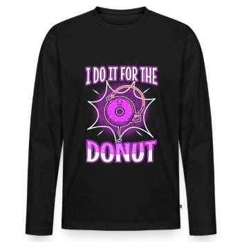 Je le fais pour les beignets - T-shirt manches longues Premium bio Homme - noir - Devant - Nico (187cm)