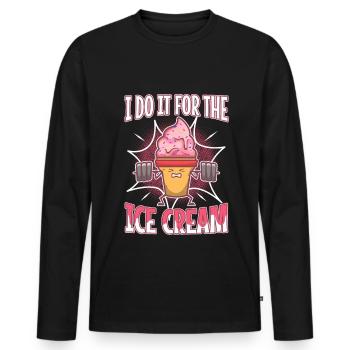 Je le fais pour la crème glacée - T-shirt manches longues Premium bio Homme - noir - Devant - Nico (187cm)