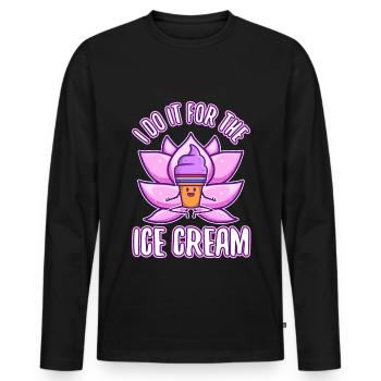Je le fais pour la crème glacée - T-shirt manches longues Premium bio Homme - noir - Devant - Nico (187cm)