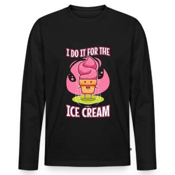 I Do It For The Ice Cream - Men's Premium Organic Long Sleeve Shirt - black - Front - Nico (187cm)