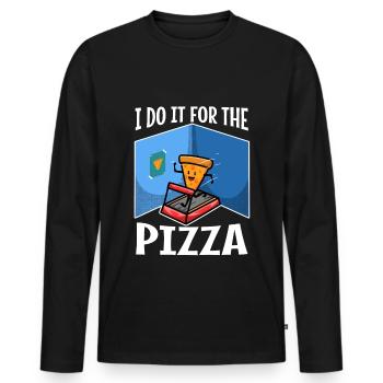 I do it for the Pizza - Men's Premium Organic Long Sleeve Shirt - black - Front - Nico (187cm)