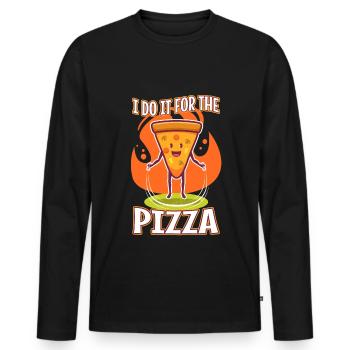 I do it for the Pizza - Men's Premium Organic Long Sleeve Shirt - black - Front - Nico (187cm)