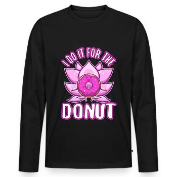 Je le fais pour les beignets - T-shirt manches longues Premium bio Homme - noir - Devant - Nico (187cm)