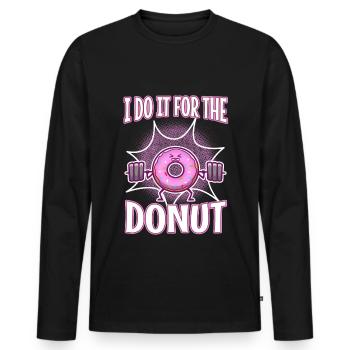 Je le fais pour les beignets - T-shirt manches longues Premium bio Homme - noir - Devant - Nico (187cm)